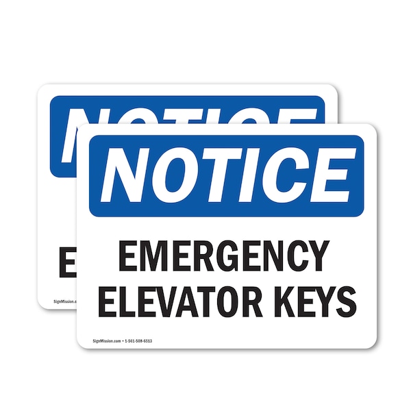 Signmission Emergency Elevator Keys, 5 in W x Rectangle, Vinyl Decal OS-2PACK-NS-D-35-L-11783 - main